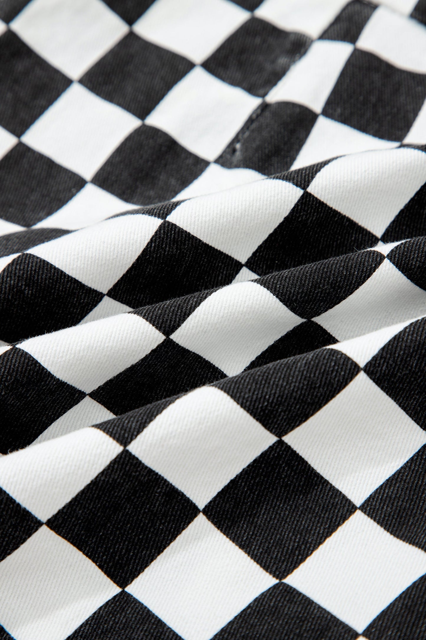 Hazel Blues® |  Black Checkered Print Overlap Denim Shorts