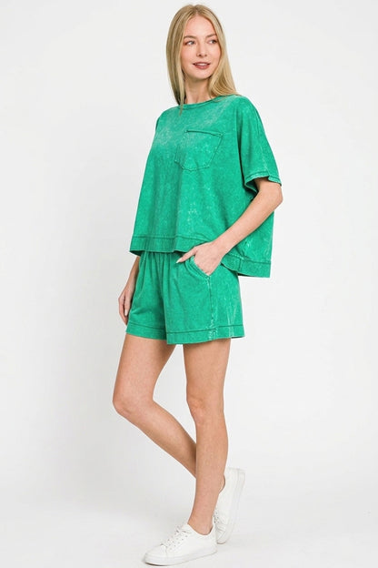 Hazel Blues® |  Zenana Acid Washed Oversized Top & Shorts Set