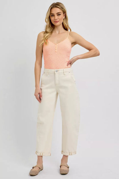 Hazel Blues® |  RISEN High Rise Relaxed Barrel Cuffed Jeans