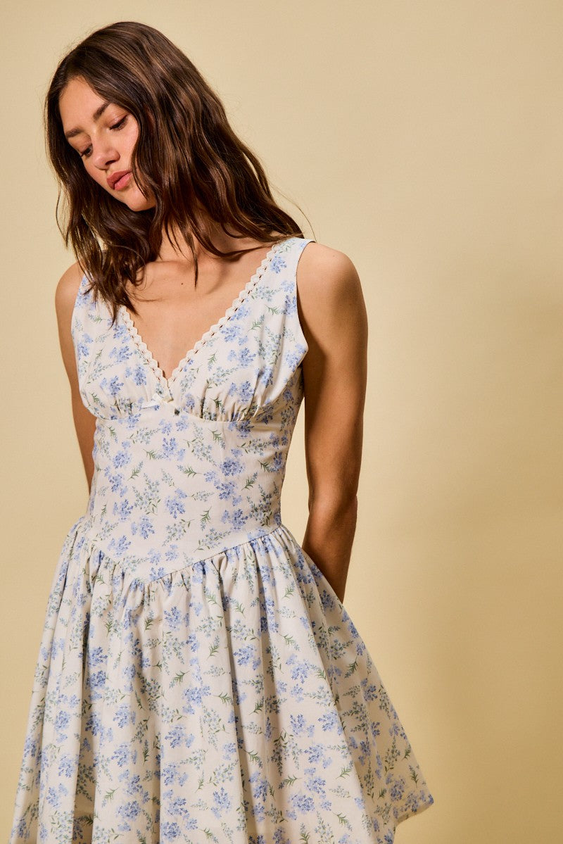 Hazel Blues® |  SO ME Froal Print Fit and Flare Dress