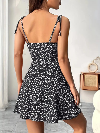 Hazel Blues® |  Floral Print Tie Strap Mini Dress