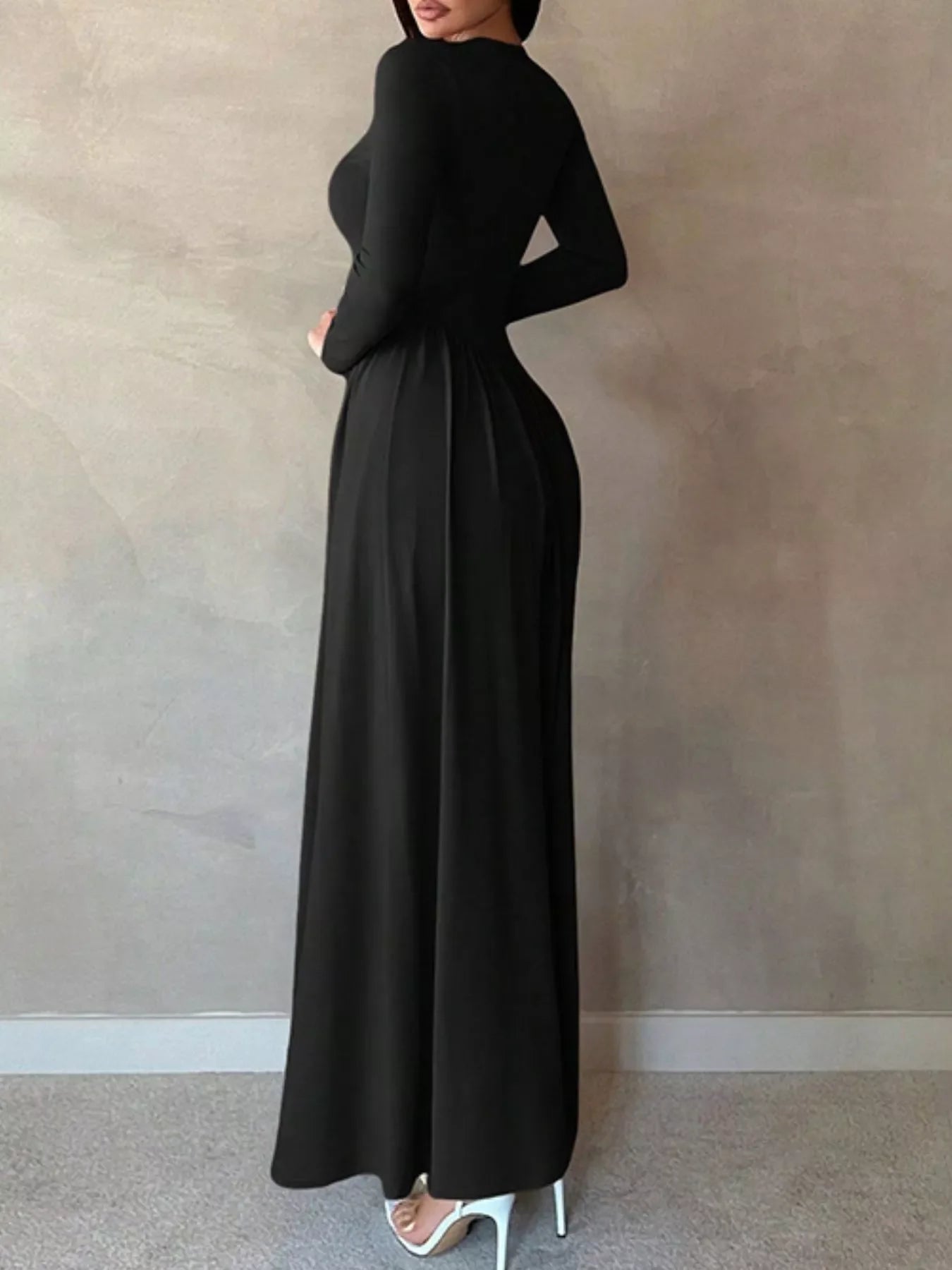 Hazel Blues® |  Long Sleeve Ruched A-Line Maxi Dress
