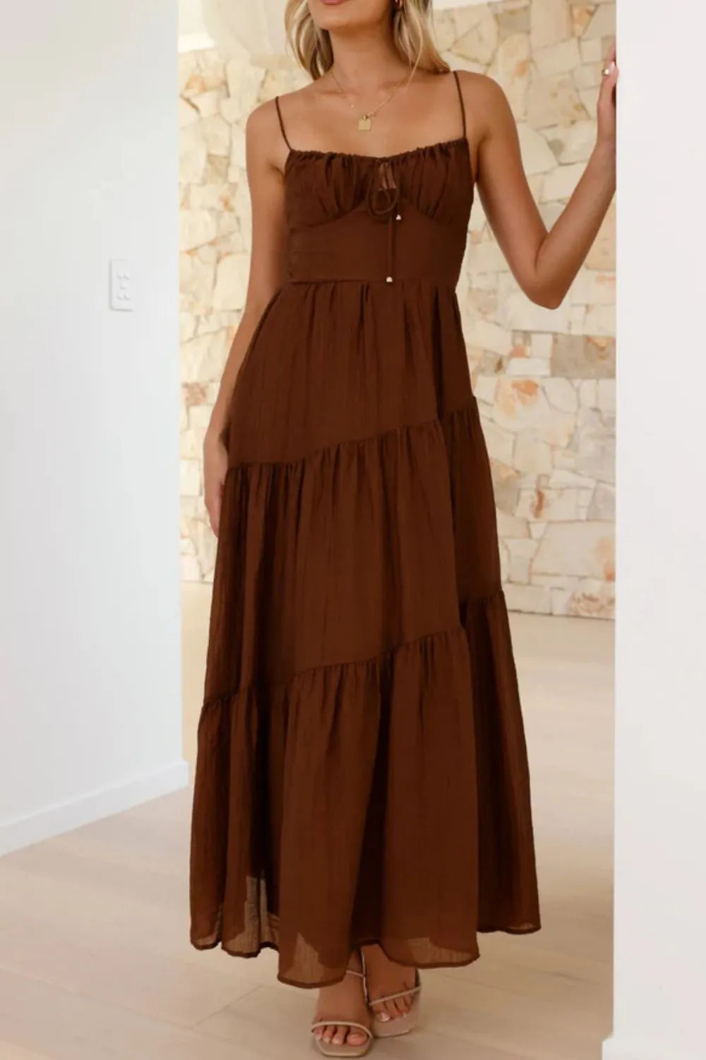 Hazel Blues® |  Ruched Smocked Back Cami Dress