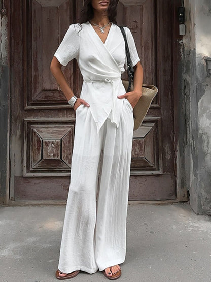 Hazel Blues® |  Wrap Top & Wide Leg Pants Set