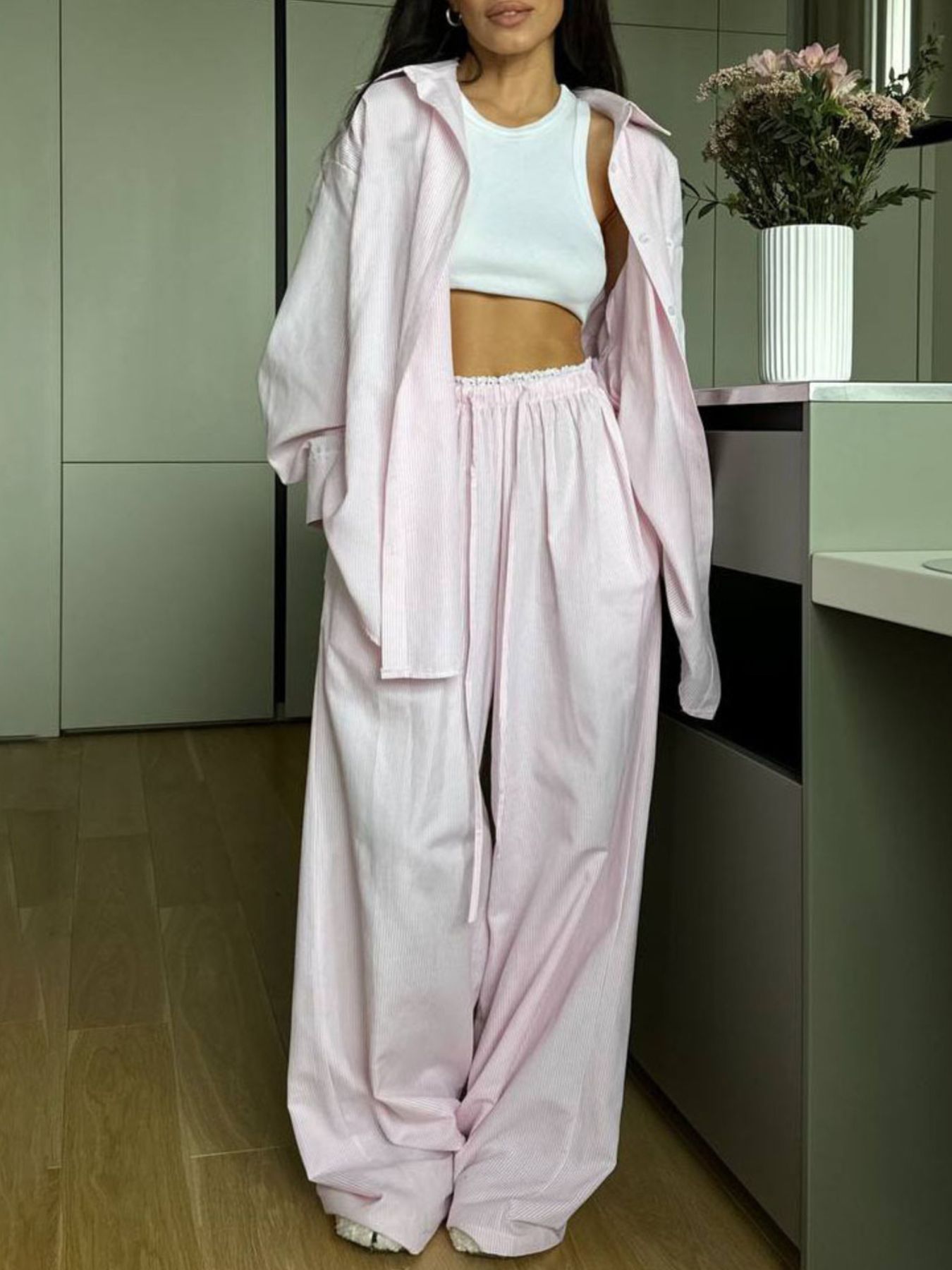 Hazel Blues® |  Relaxed Fit Long Sleeve Shirt and Pants Set