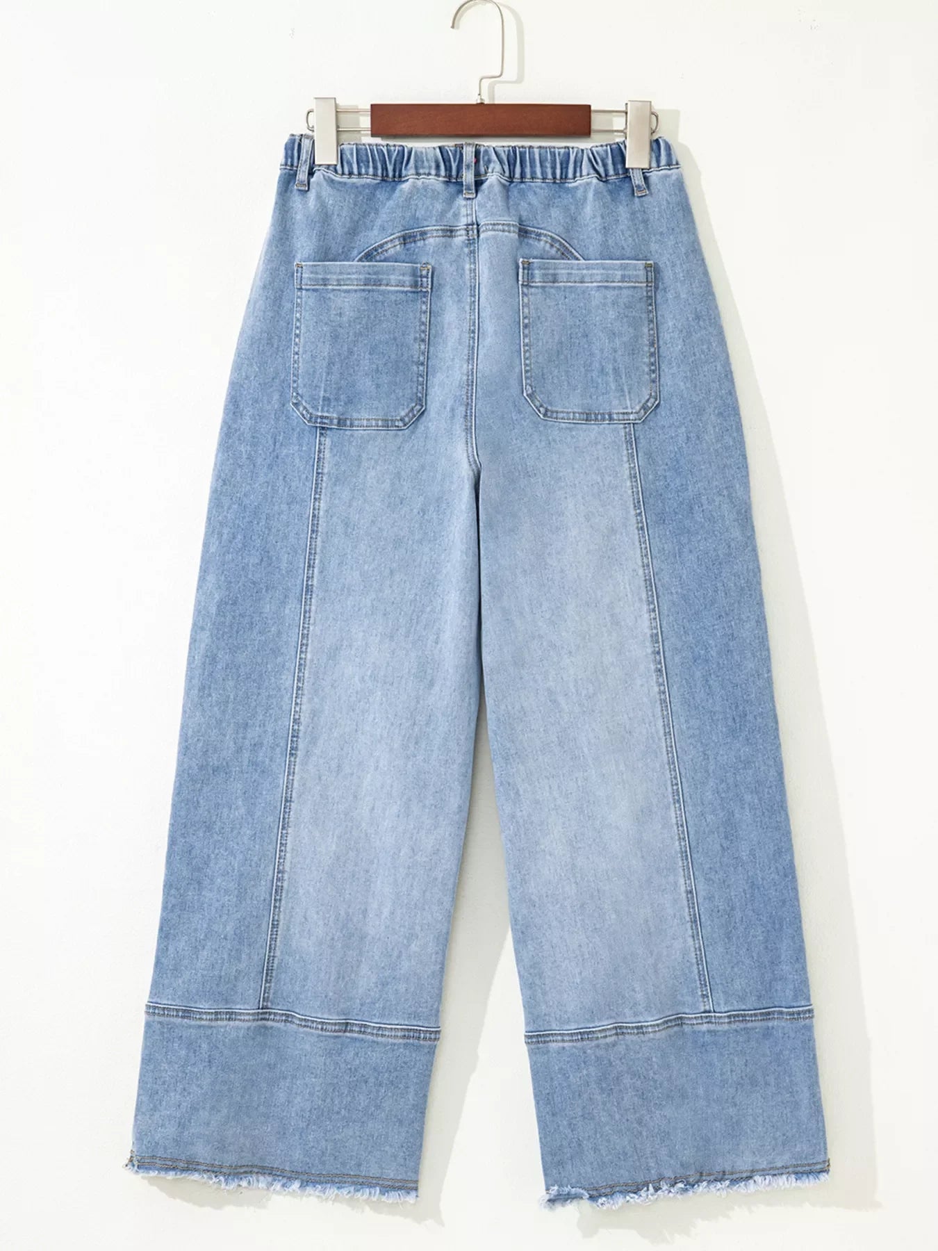 Hazel Blues® |  Wide Leg Drawstring Raw Hem Jeans