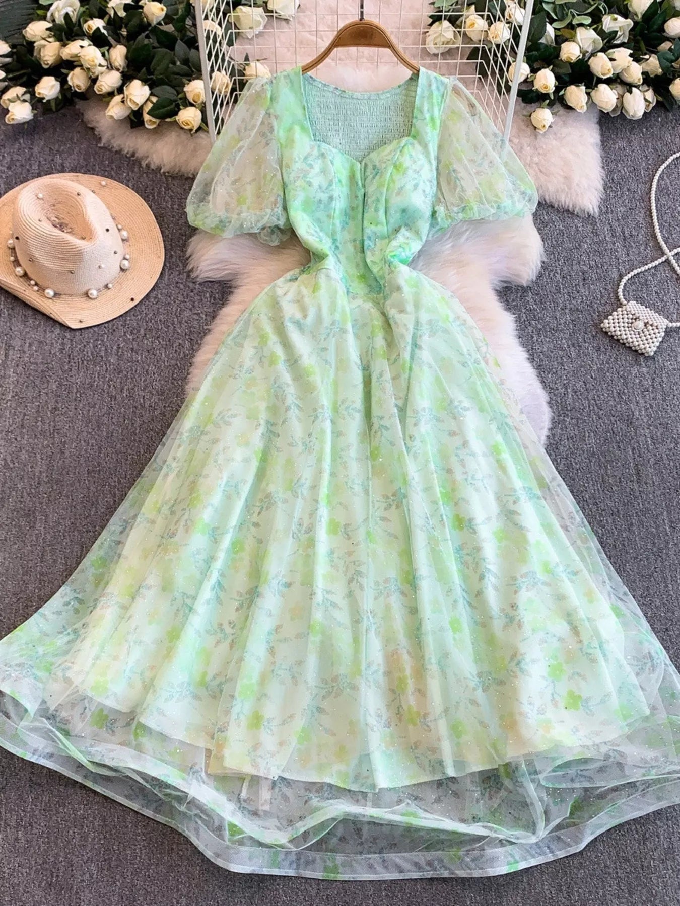 Hazel Blues® |  Sweetheart Neck Puff Sleeve Dress