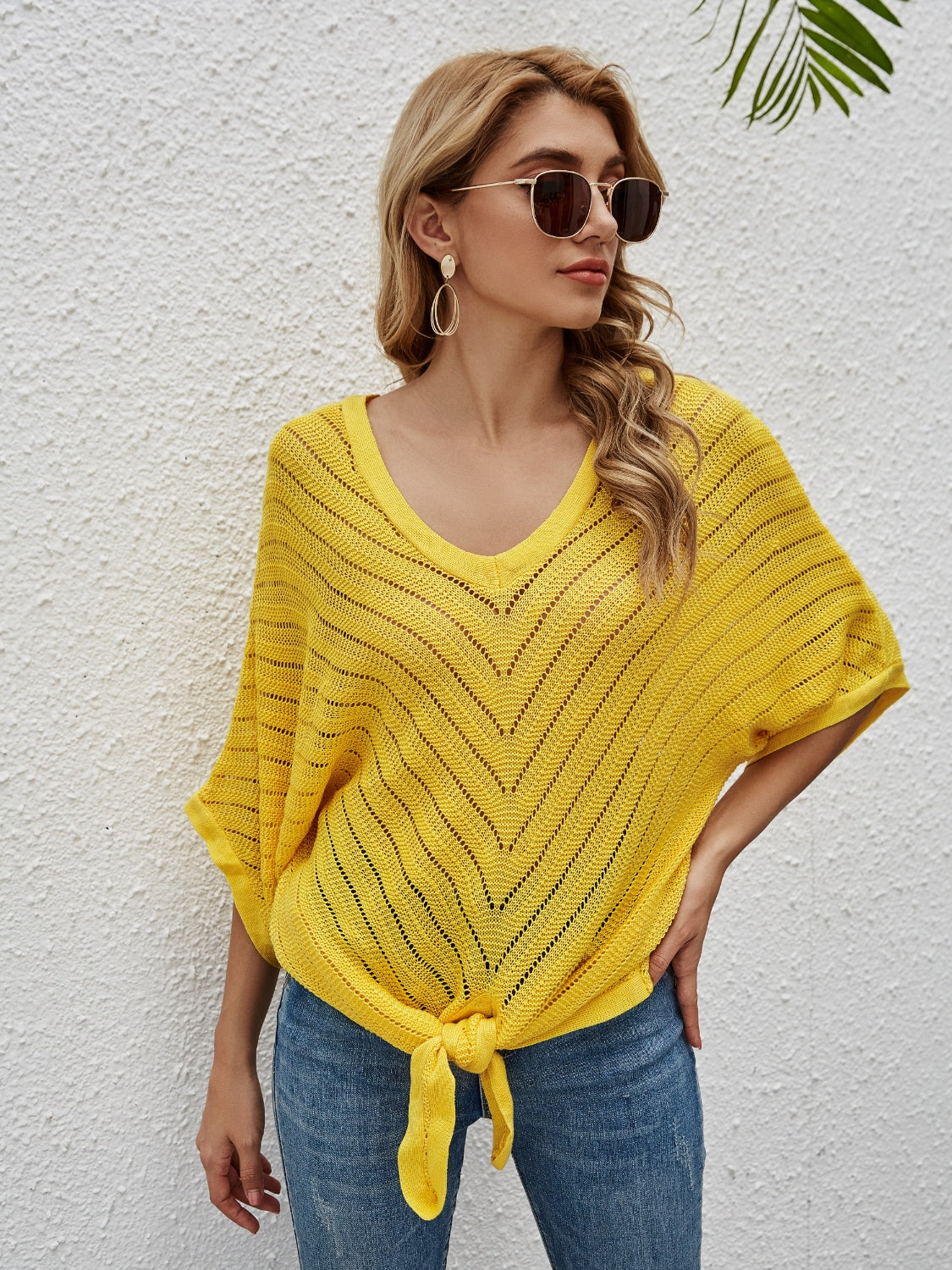 Hazel Blues® | Openwork Batwing Sleeve Cover-Up