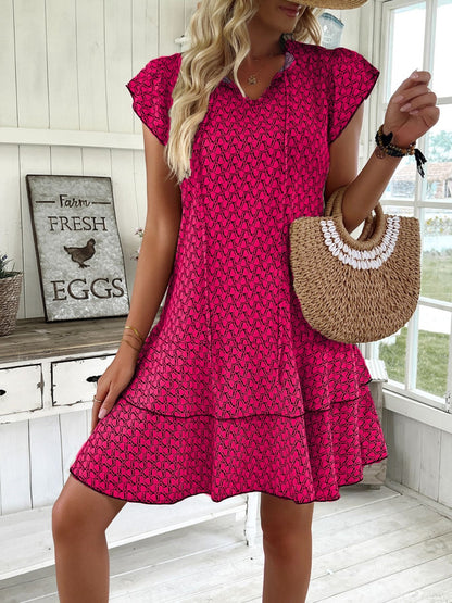 Hazel Blues® | Ruffled Layered Printed Mini Dress