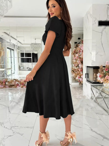 Hazel Blues® |  Surplice Short Sleeve Midi Dress