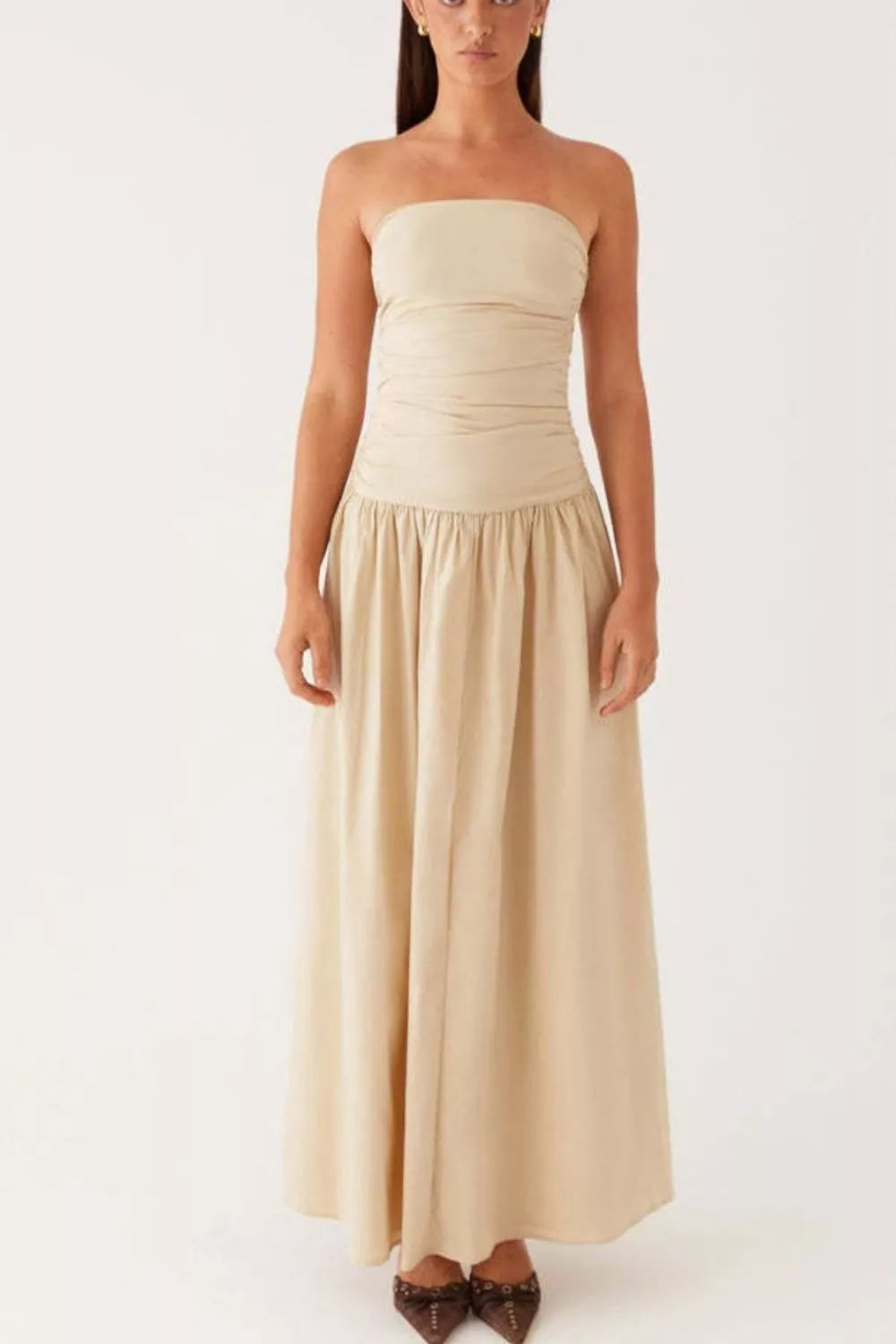 Hazel Blues® |  Strapless Ruched Maxi Dress