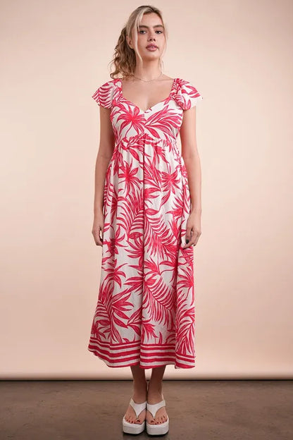 Hazel Blues® |  VERY J Tropical Printed Midi Summer Boho Dress