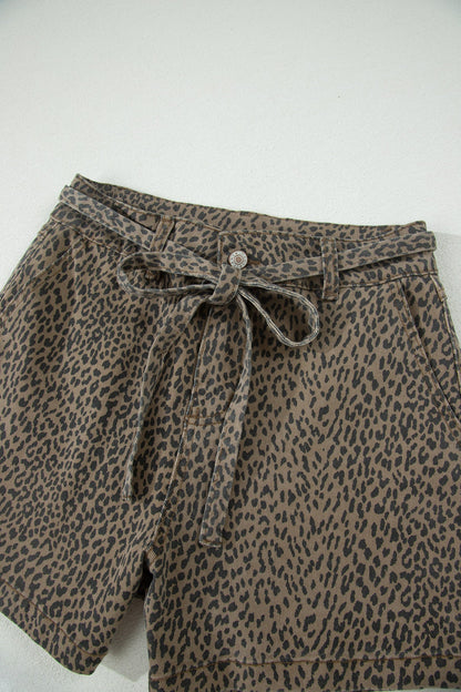Hazel Blues® |  Wild Side Shorts | Leopard Denim Shorts