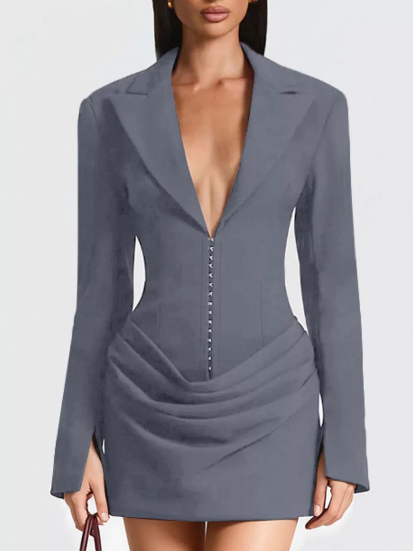 Hazel Blues® | Blazer-Style Long Sleeve Mini Dress