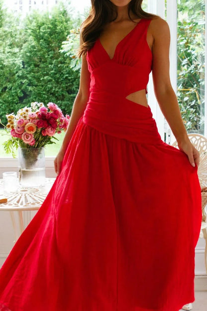 Hazel Blues® |  Cutout Back V-Neck Dress