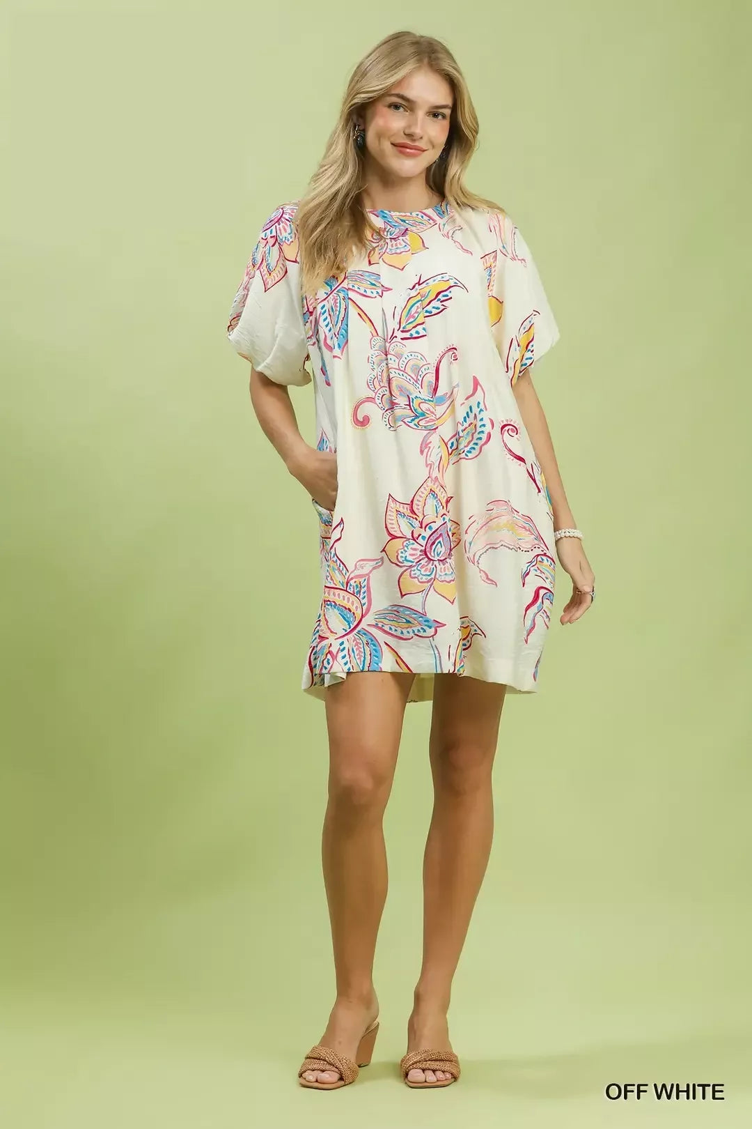 Hazel Blues® |  Umgee Boho Floral Print Mini Dress with Pockets