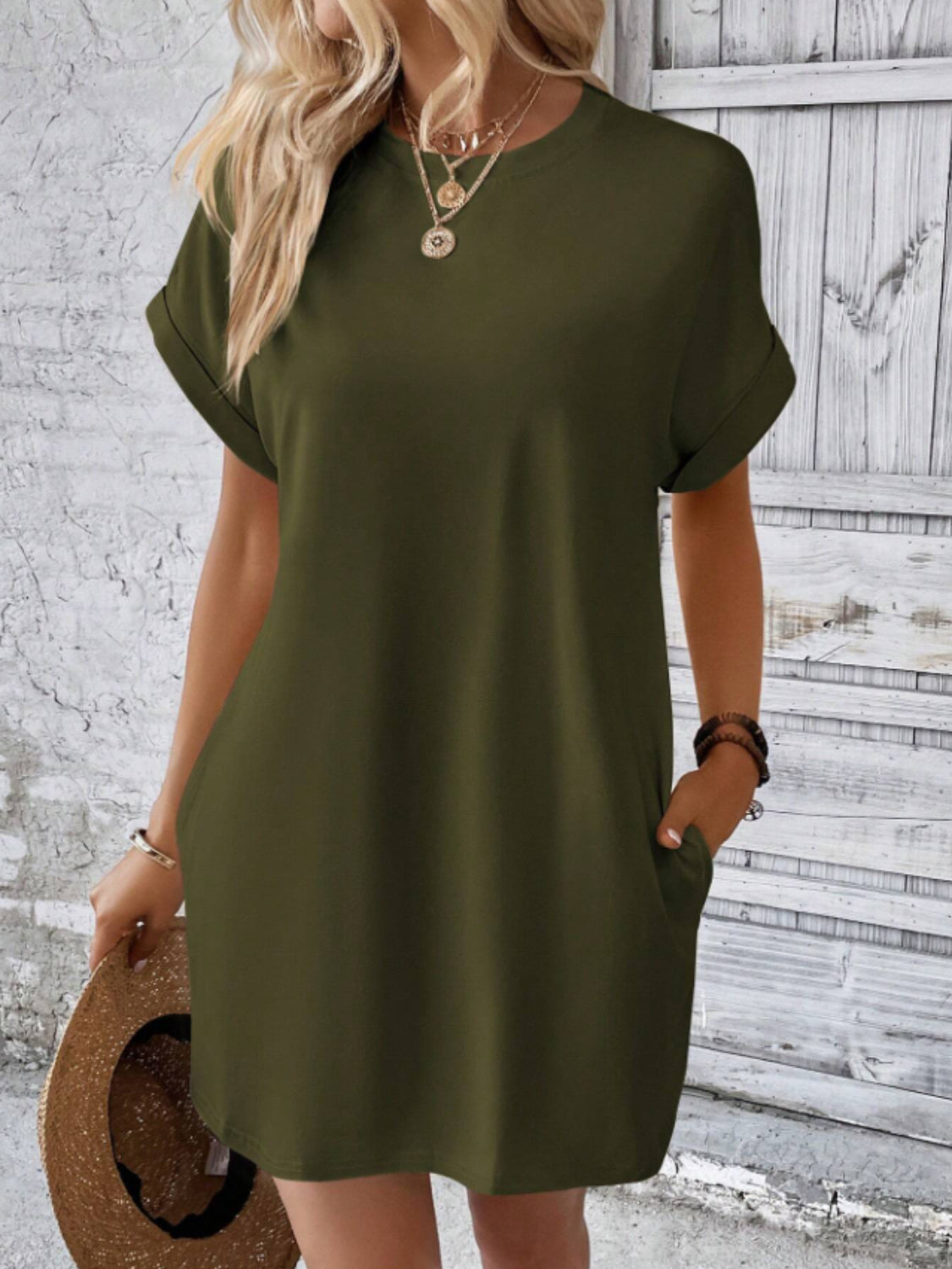 Hazel Blues® |  Short Sleeve Mini Tee Dress with Pockets