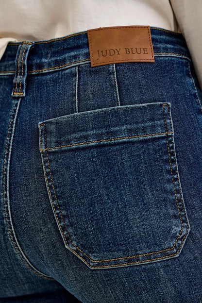 Hazel Blues® |  Judy Blue High Waist Wide Crop Utility Jeans with Patch Pocket