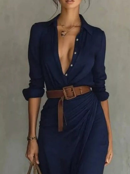 Hazel Blues® | Ruched Long Sleeve Maxi Dress