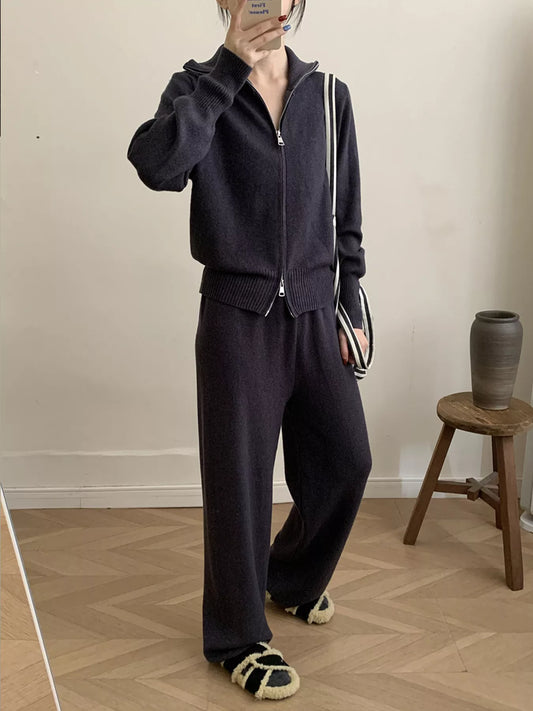 Hazel Blues® |  Zip Up Outerwear and Wide Leg Pants Set
