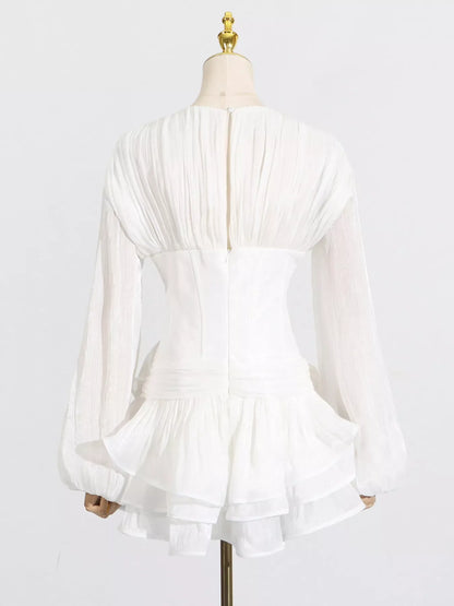 Hazel Blues® |  Ruffle Balloon Sleeve Mini Dress