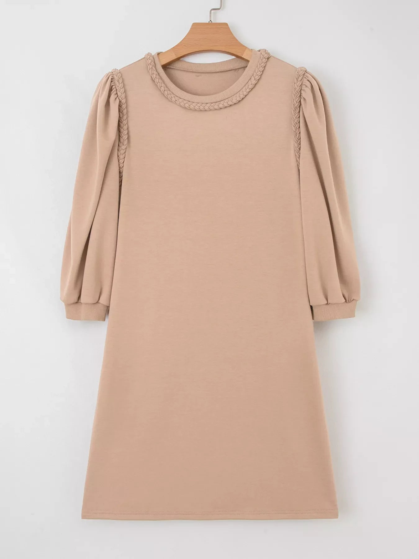 Hazel Blues® |  Braided Trim Puff Sleeve Dress