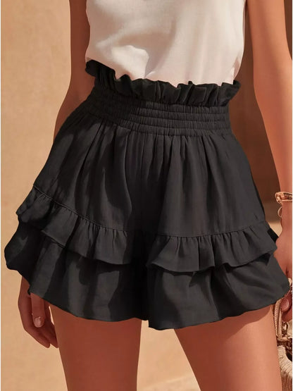 Hazel Blues® | Ruffled High-Waisted Shorts