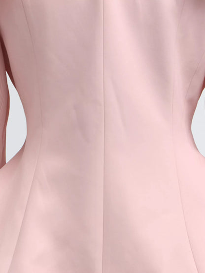 Hazel Blues® |  Frill Lapel Collar Top and Pleated Skirt Set