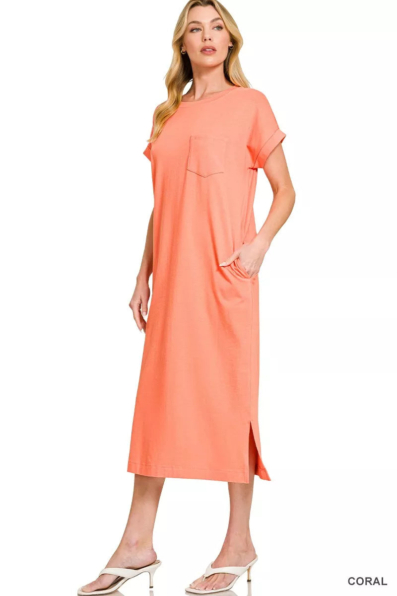 Hazel Blues® |  Zenana Round Neck Short Sleeve Midi Dress