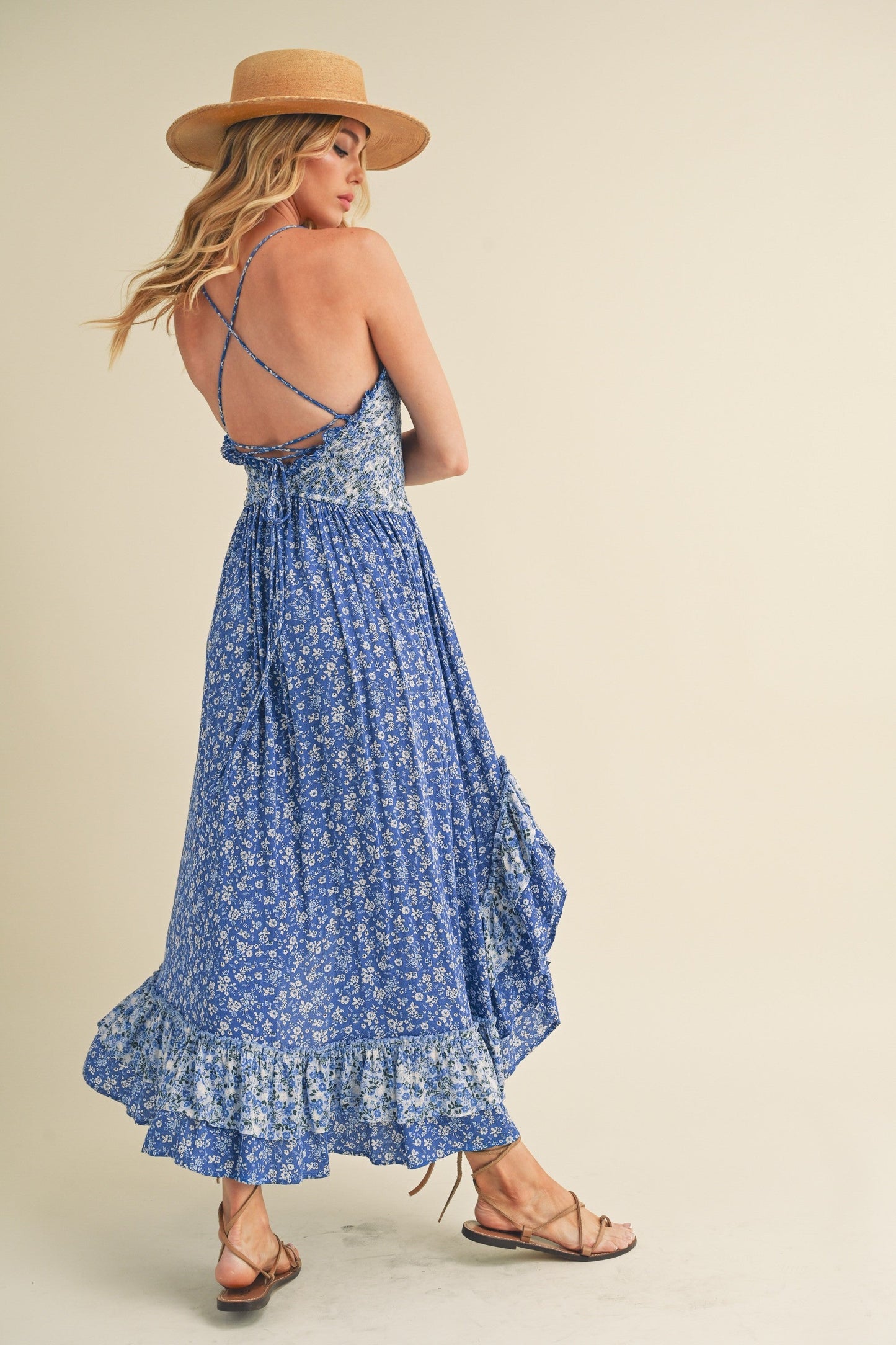 Hazel Blues® |  Aemi + Co Ditsy Floral Ruffled Hem Maxi Cami Dress