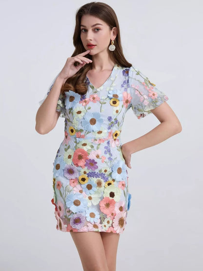 Hazel Blues® |  Floral Puff Sleeve Mini Dress
