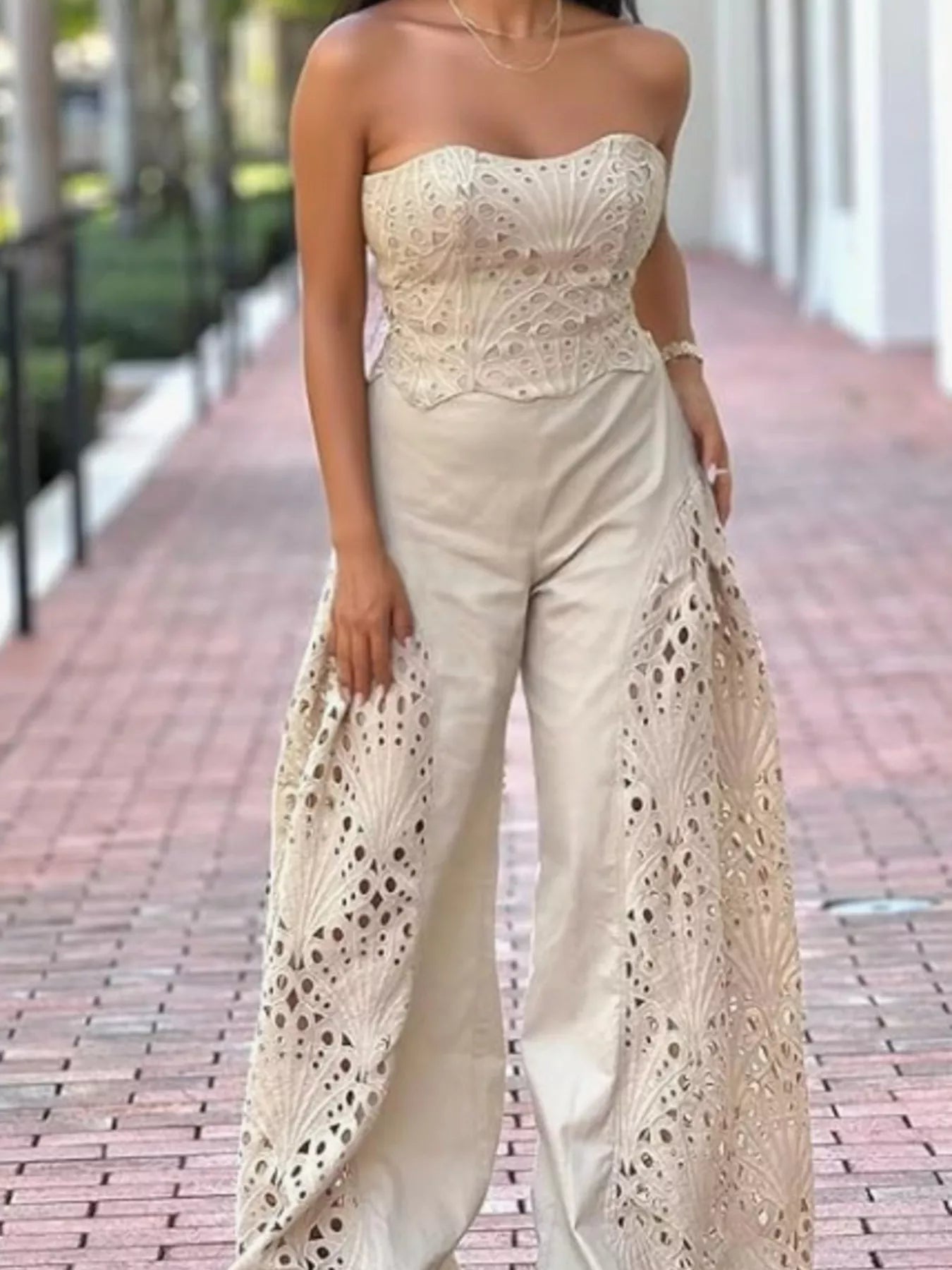 Hazel Blues® |  Hollow-Out Tube Top and Pants Two-Piece Set