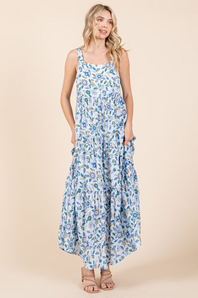 Hazel Blues® |  Mittoshop Flower Print Tiered Sleeveless Empire Maxi Dress