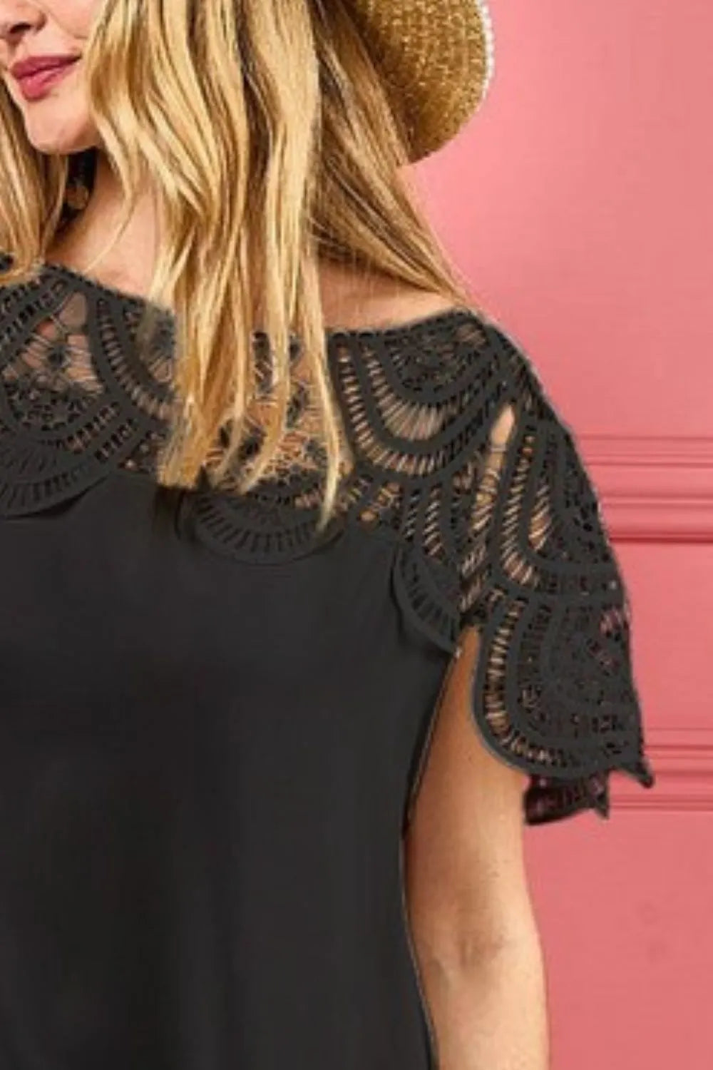Hazel Blues® |  BiBi Crochet Lace Yoke Detailed Wrinkled Dress