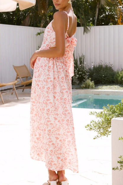 Hazel Blues® |  Bow Back Printed V-Neck Cami Dress