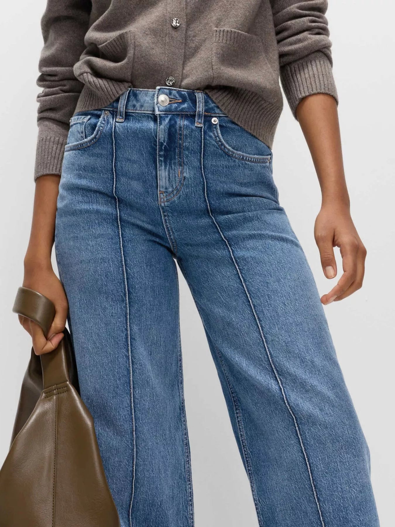 Hazel Blues® |  Wide Leg Jeans with Front Seam Detail