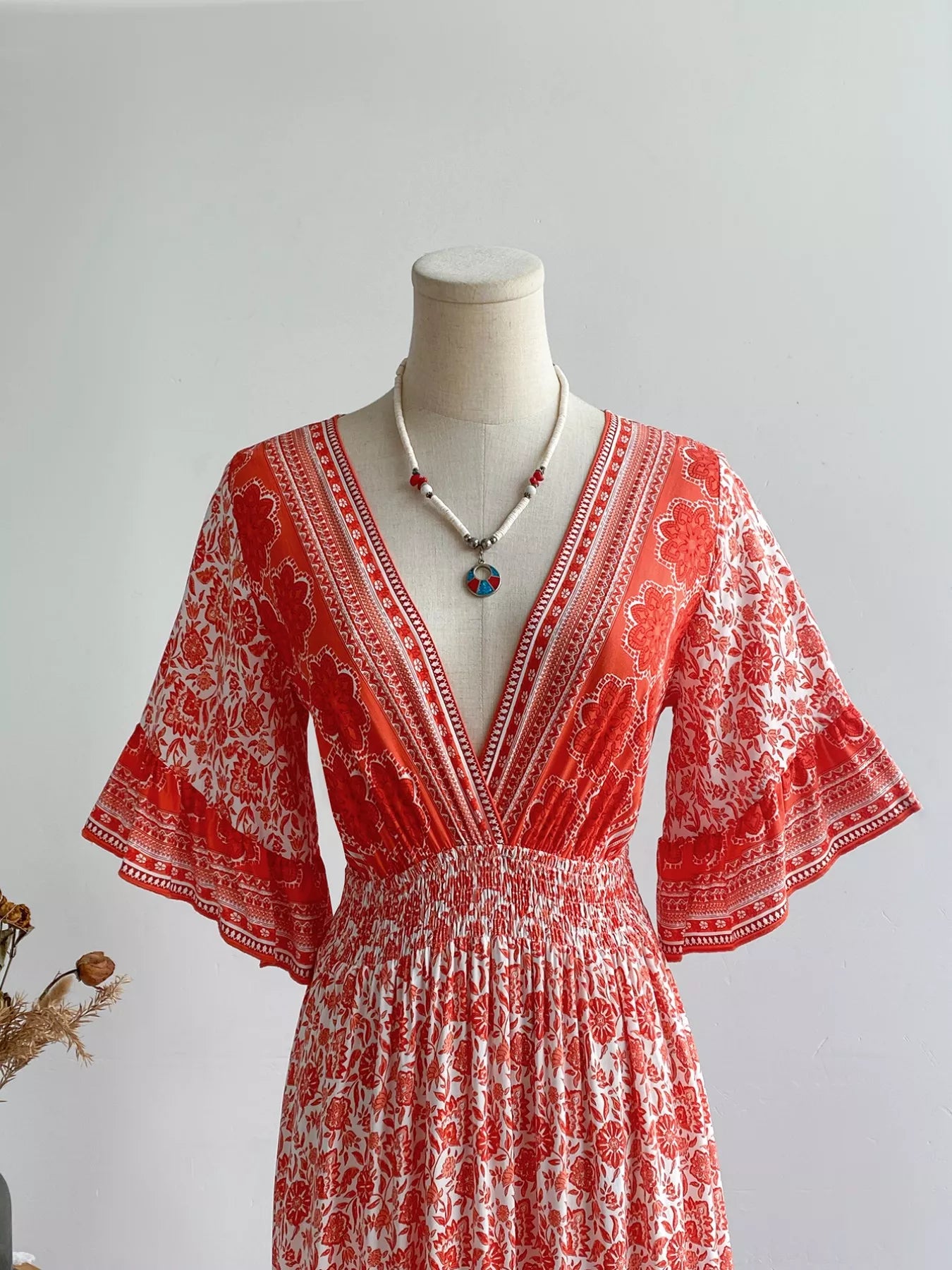 Hazel Blues® |  Floral Deep V-Neck Dress