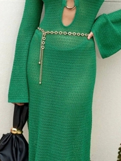 Hazel Blues® | Slit Plunge Flare Sleeve Cover-Up Dress