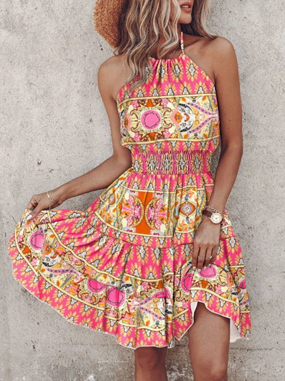 Hazel Blues® |  Paisley Print Halter Neck Mini Dress