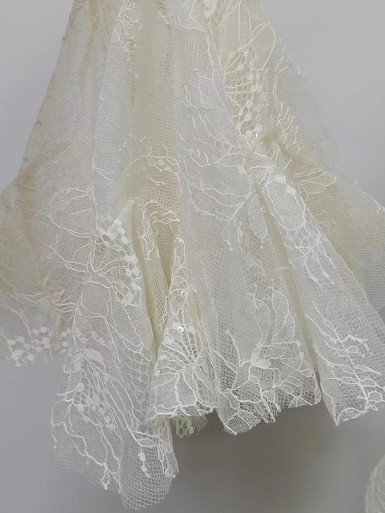 Hazel Blues® |  Ruffled Hem Lace Long Sleeve Dress