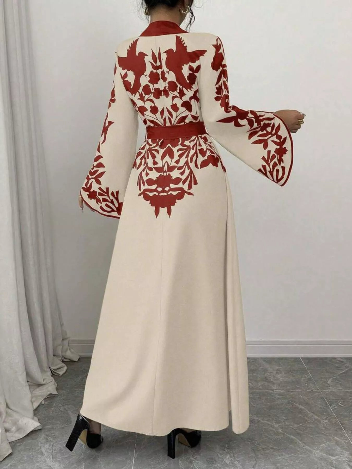 Hazel Blues® |  Printed Tie Waist Maxi Dress