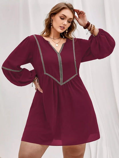 Hazel Blues® | Notched Balloon Sleeve Mini Dress