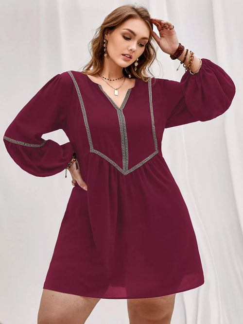 Hazel Blues® | Notched Balloon Sleeve Mini Dress