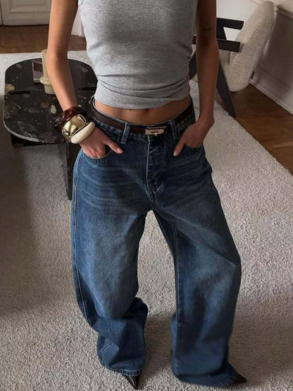 Hazel Blues® |  Wide Leg Relaxed Fit Jeans