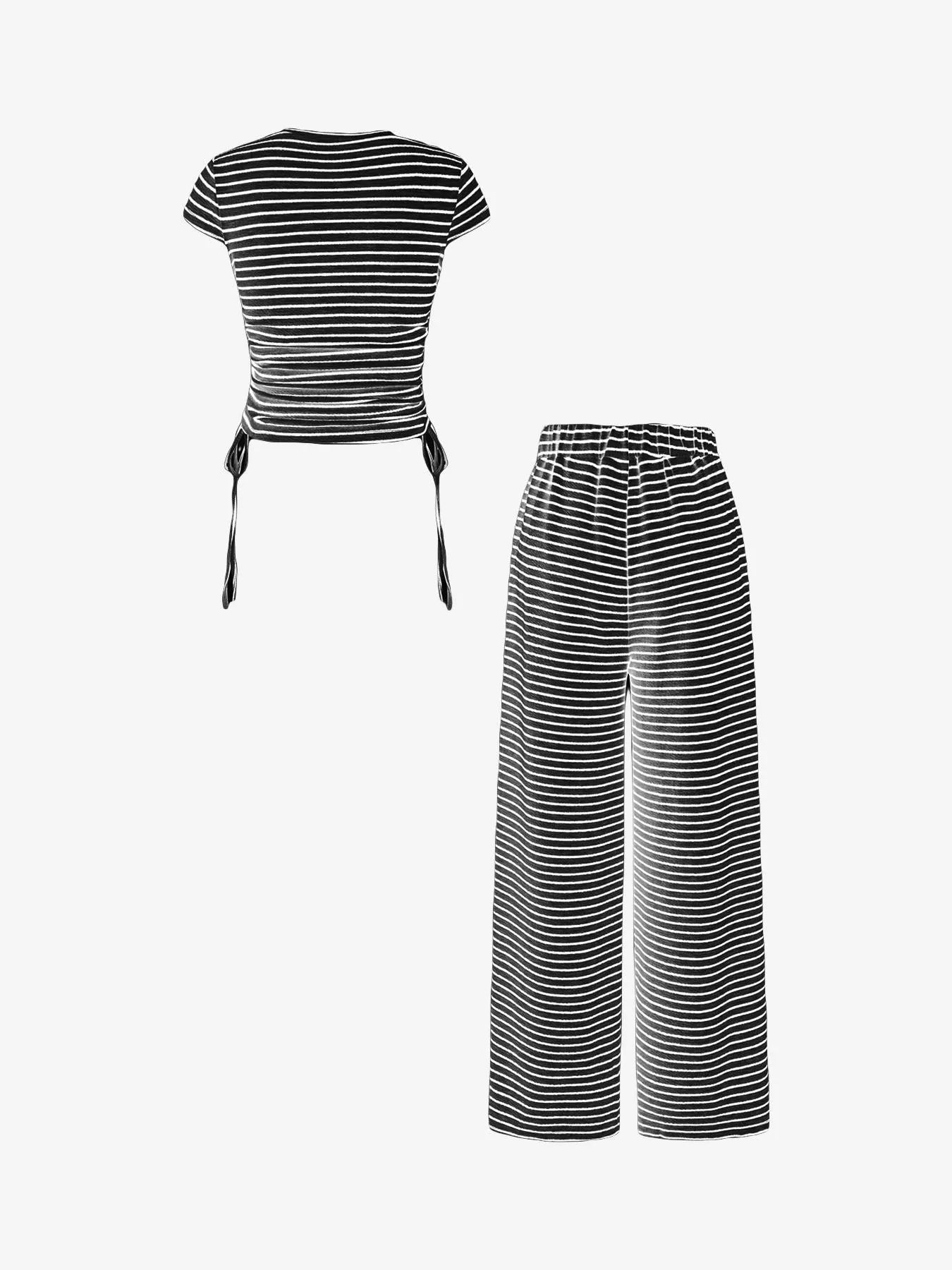Hazel Blues® |  Striped Crop Top and Wide Leg Pants Set