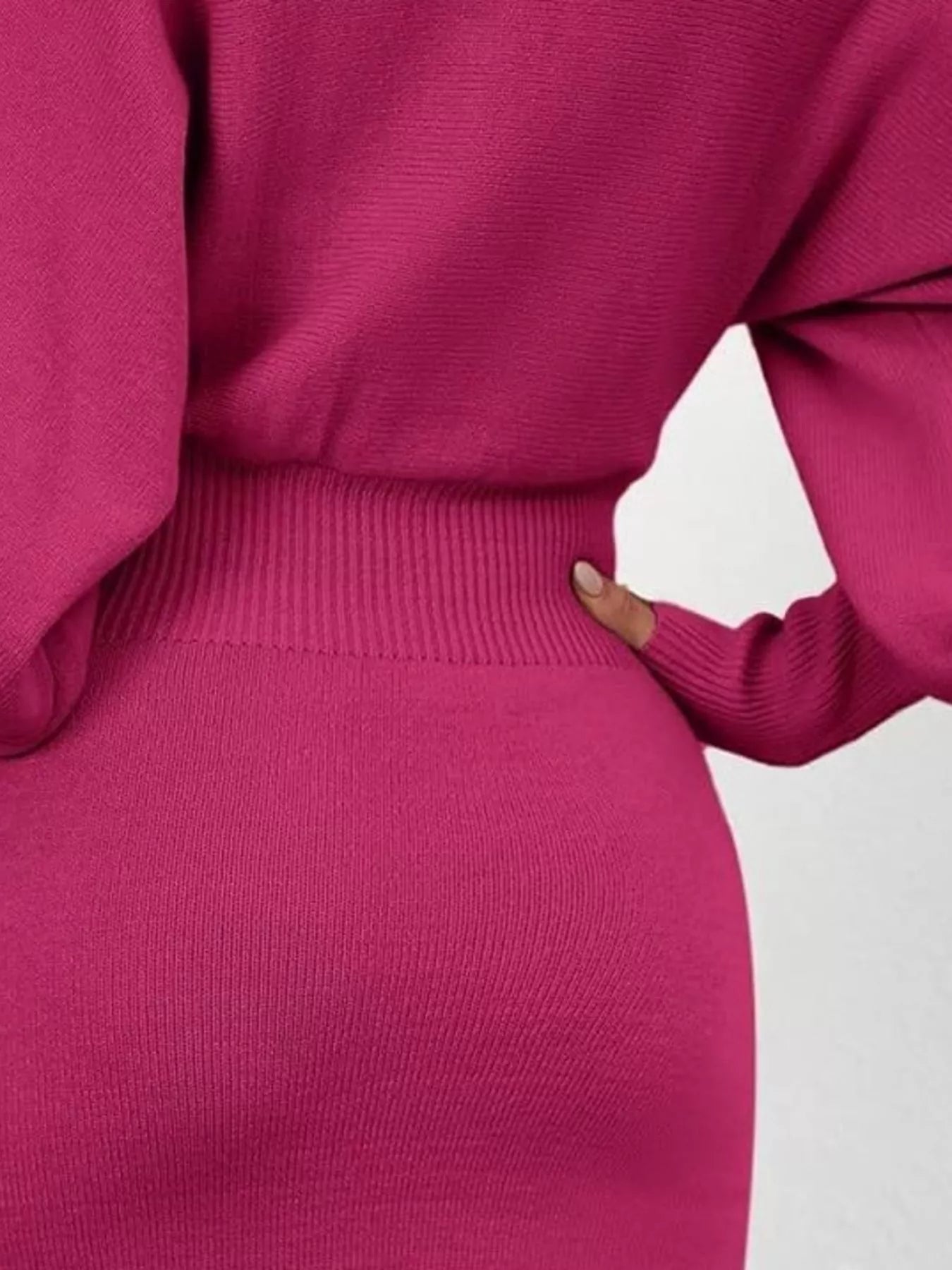 Hazel Blues® |  Lantern Sleeve Bodycon Sweater Dress