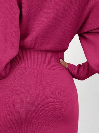 Hazel Blues® |  Lantern Sleeve Bodycon Sweater Dress