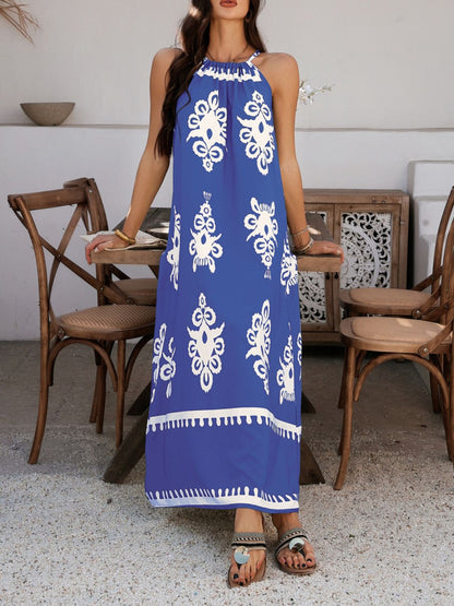 Hazel Blues® |  Devine Grecian Neck Printed Maxi Dress