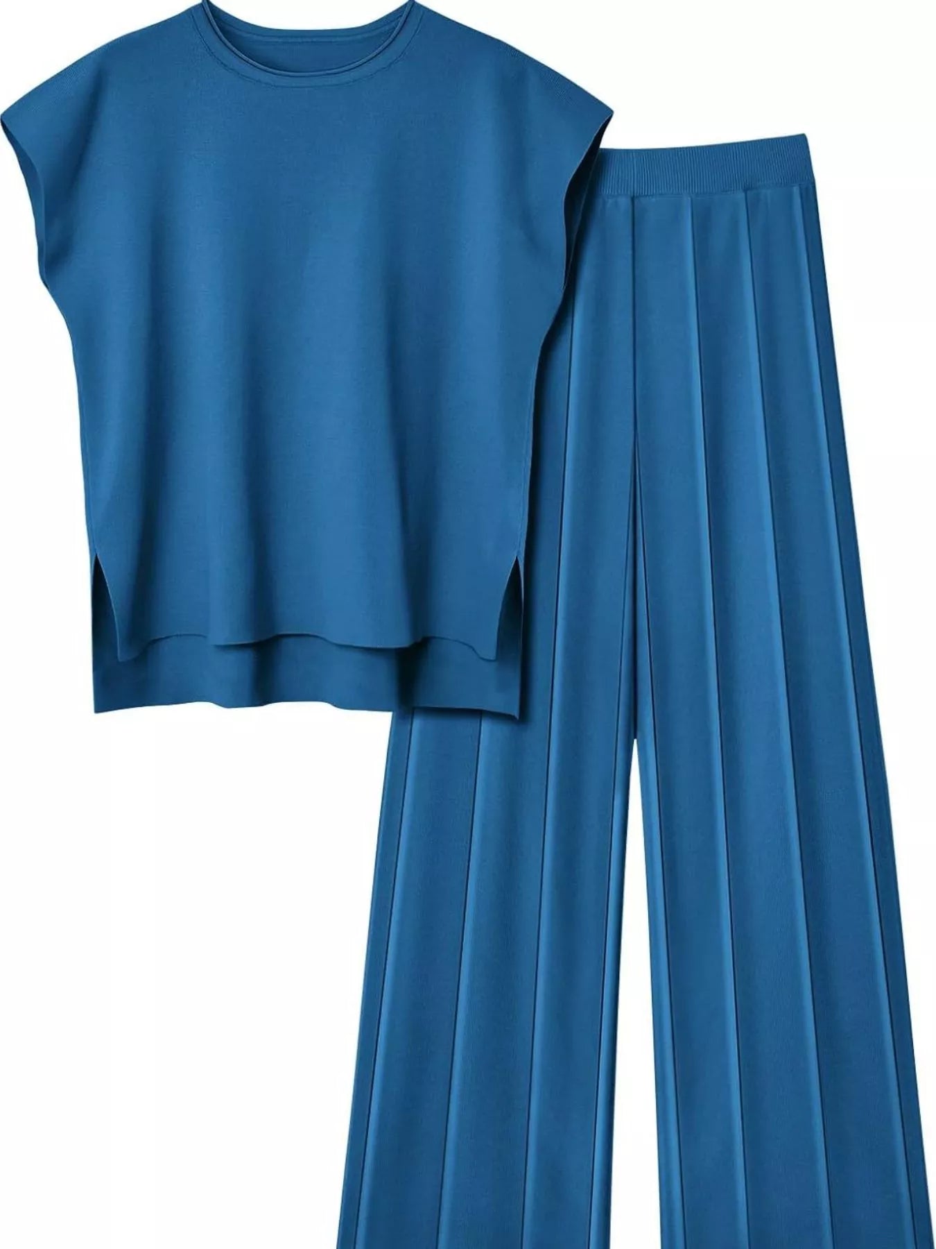 Hazel Blues® |  Casual Solid Color Cap Sleeve Top and Pants Knit Set