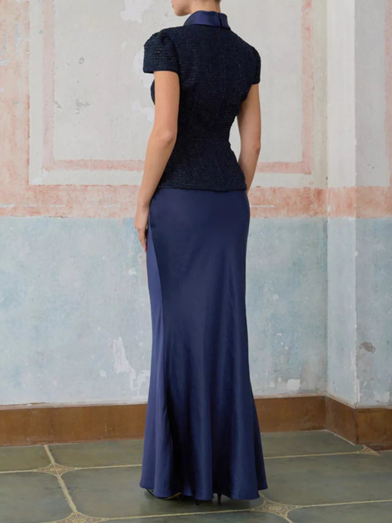 Hazel Blues® |  Tweed Jacket and Satin Skirt Set